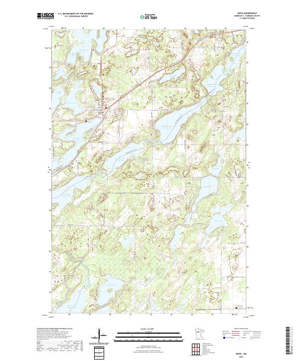 Nevis, MN — USGS 7.5-minute topo (2022)
