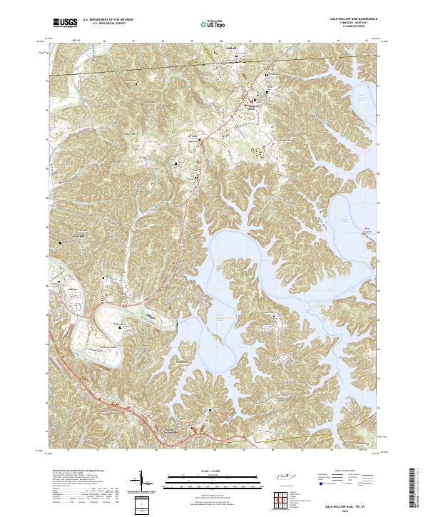 Dale Hollow Dam, TN-KY — USGS 7.5-minute topo (2022)