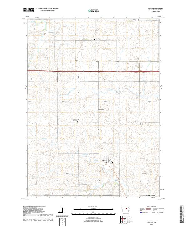 Holland, IA — USGS 7.5-minute topo (2022)