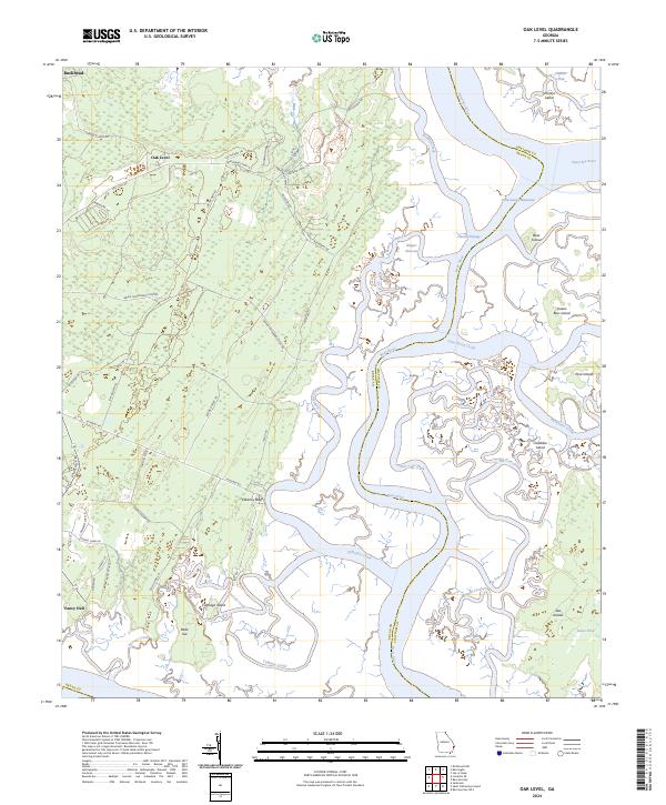 Oak Level, GA — USGS 7.5-minute topo (2024)