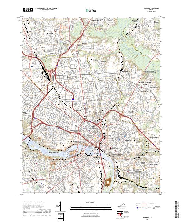 Richmond, VA — USGS 7.5-minute topo (2022)