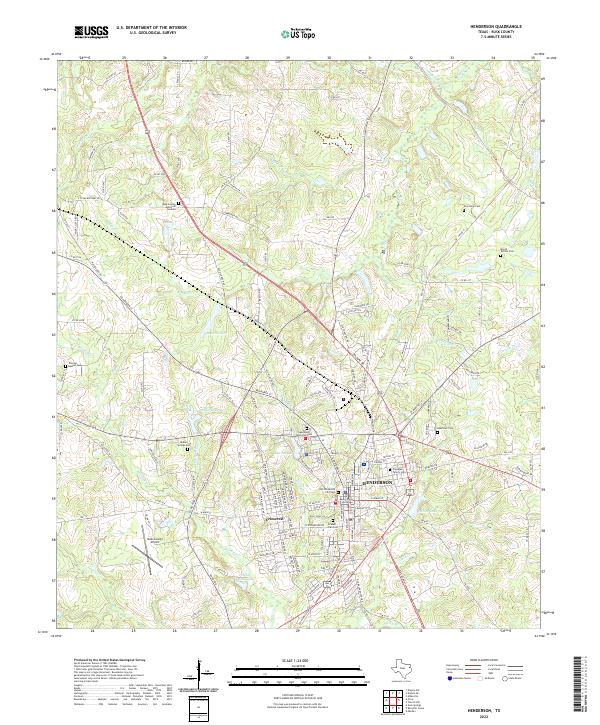 Henderson, TX — USGS 7.5-minute topo (2022)