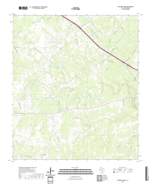 Contrary Creek, TX — USGS 7.5-minute topo (2022)