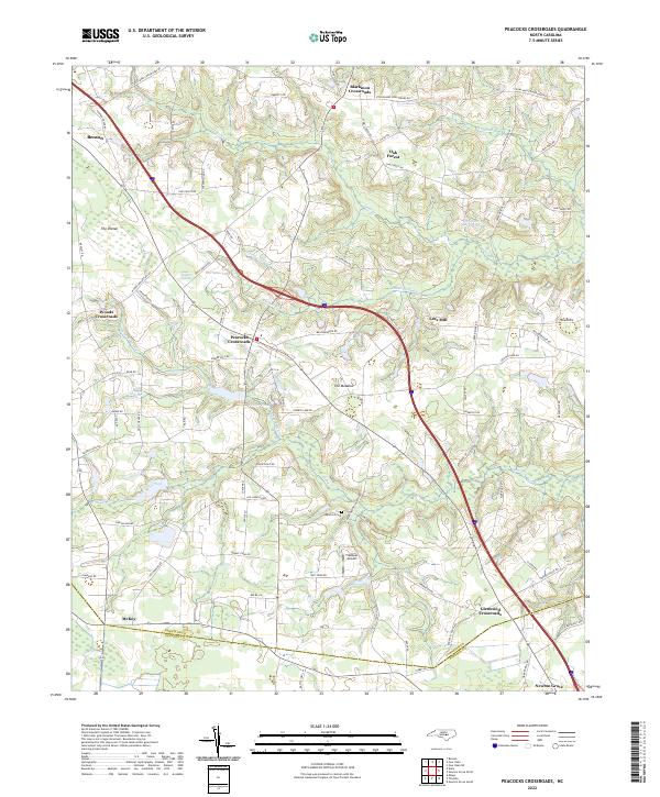 Peacocks Crossroads, NC — USGS 7.5-minute topo (2022)