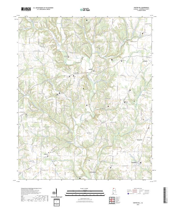 Center Hill, AL — USGS 7.5-minute topo (2024)