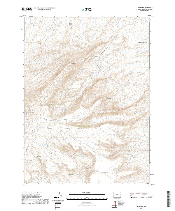 Lion Bluffs, WY — USGS 7.5-minute topo (2021)