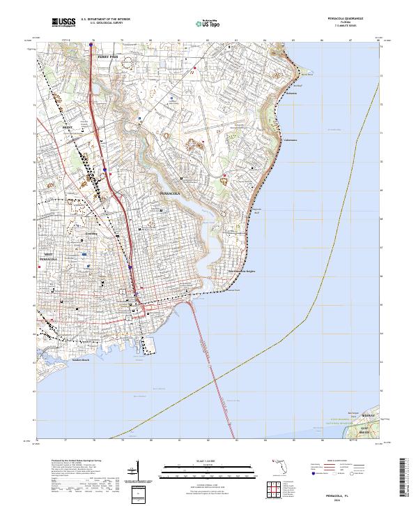 Pensacola, FL — USGS 7.5-minute topo (2024)
