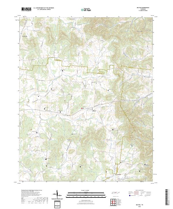 Milton, TN — USGS 7.5-minute topo (2022)