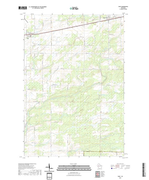 Tony, WI — USGS 7.5-minute topo (2022)