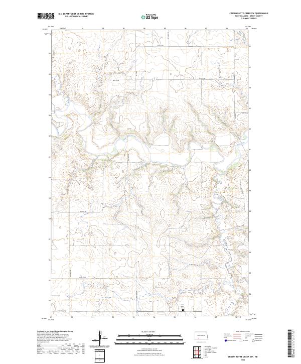 Crown Butte Creek SW, ND — USGS 7.5-minute topo (2024)