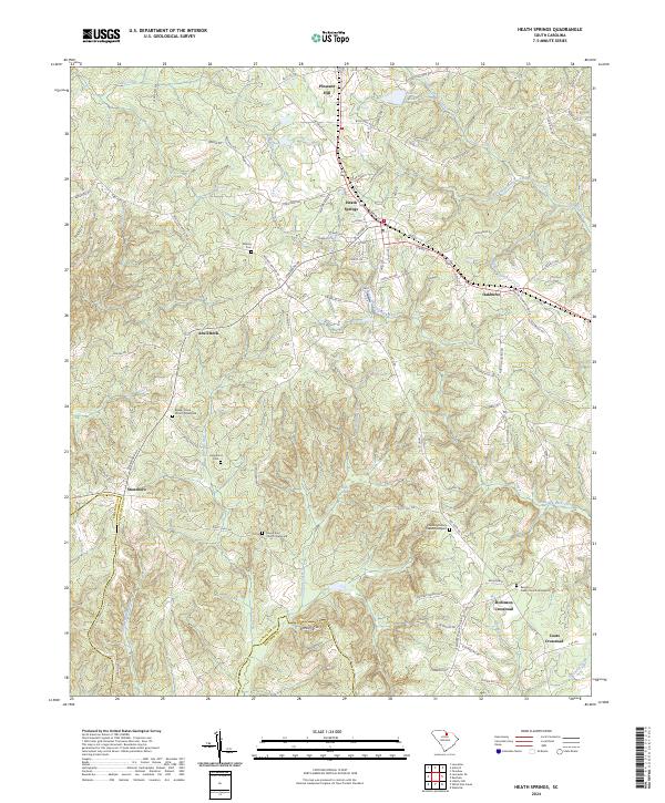 Heath Springs, SC — USGS 7.5-minute topo (2024)