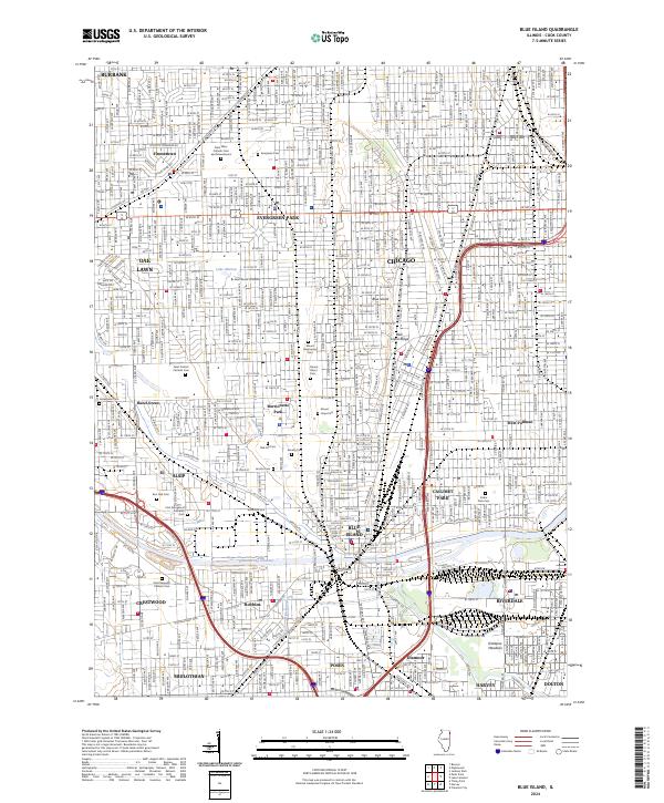 Blue Island, IL — USGS 7.5-minute topo (2024)