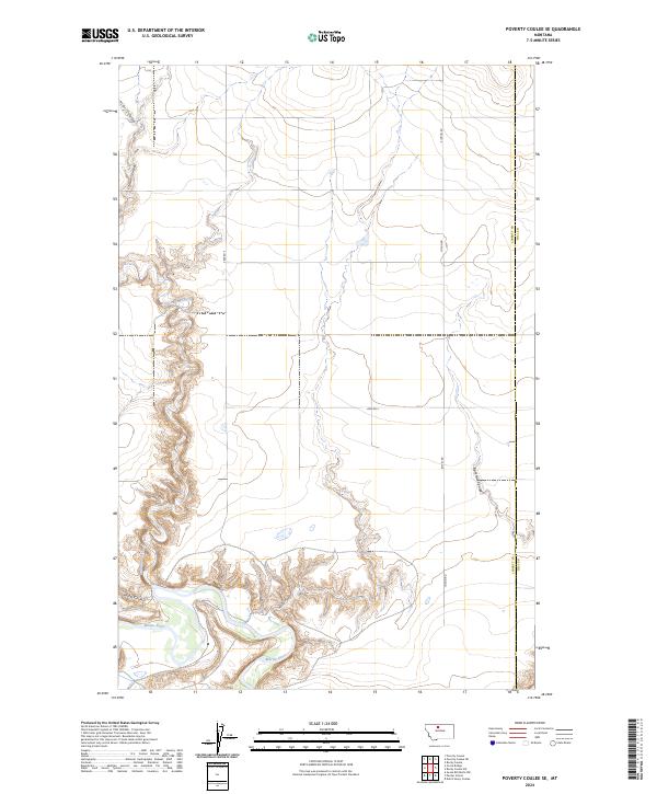 Poverty Coulee SE, MT — USGS 7.5-minute topo (2024)