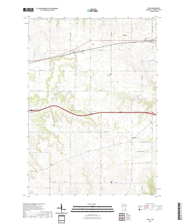 Utica, MN — USGS 7.5-minute topo (2022)