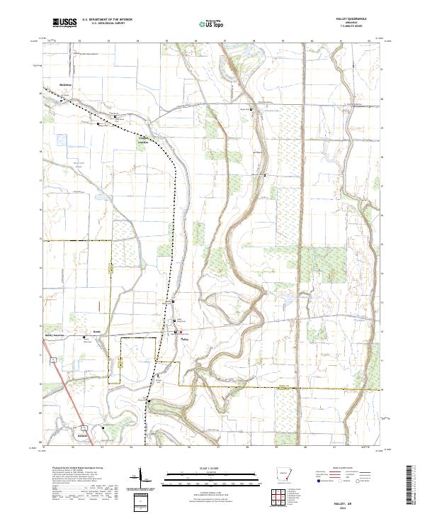 Halley, AR — USGS 7.5-minute topo (2024)
