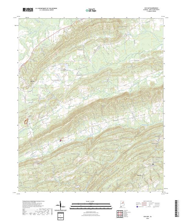 Cox Gap, AL — USGS 7.5-minute topo (2024)