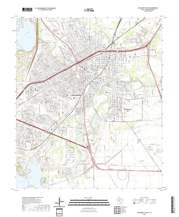 San Angelo South, TX — USGS 7.5-minute topo (2022)