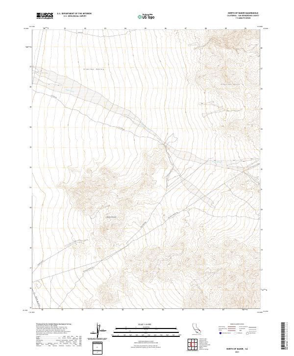 North of Baker, CA — USGS 7.5-minute topo (2021)