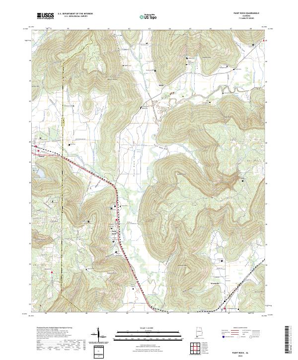 Paint Rock, AL — USGS 7.5-minute topo (2024)