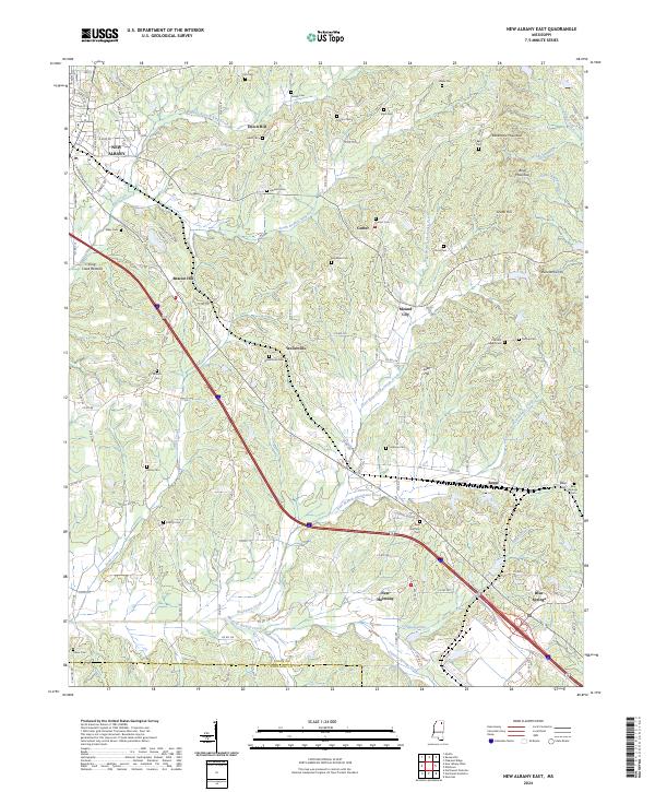New Albany East, MS — USGS 7.5-minute topo (2024)