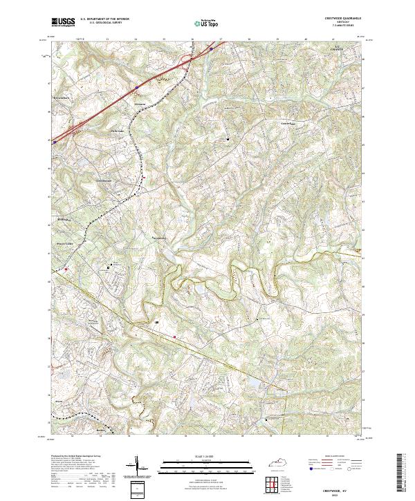 Crestwood, KY — USGS 7.5-minute topo (2022)