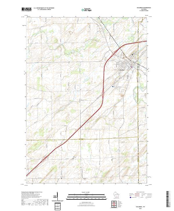 Columbus, WI — USGS 7.5-minute topo (2022)