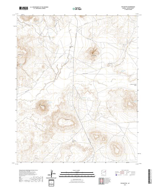 Five Buttes, AZ — USGS 7.5-minute topo (2021)