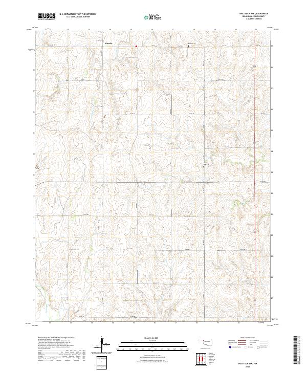 Shattuck NW, OK — USGS 7.5-minute topo (2022)