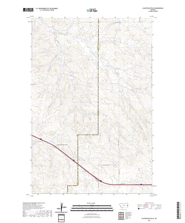 Cluster Buttes SE, MT — USGS 7.5-minute topo (2024)
