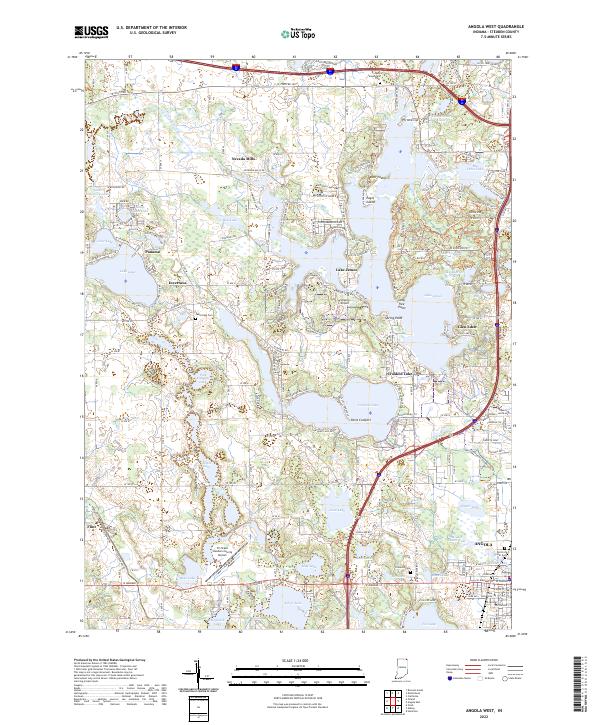 Angola West, IN — USGS 7.5-minute topo (2022)