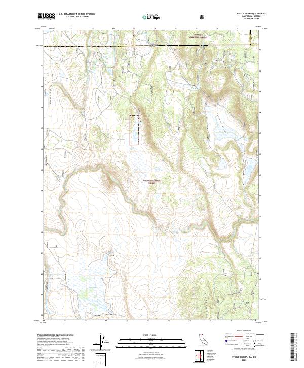 Steele Swamp, CA-OR — USGS 7.5-minute topo (2021)
