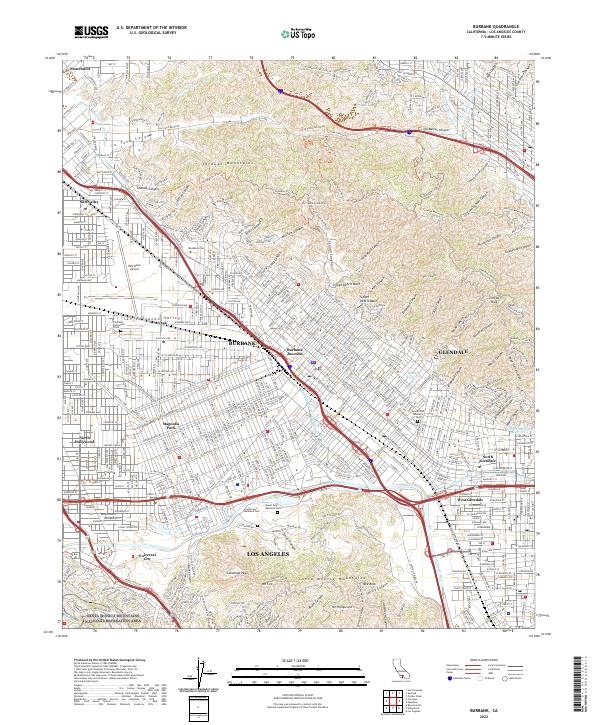 Burbank, CA — USGS 7.5-minute topo (2022)