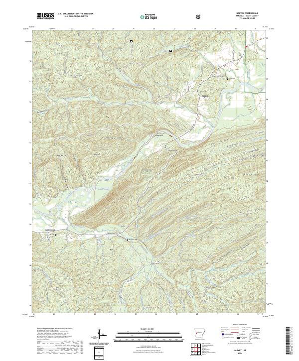 Harvey, AR — USGS 7.5-minute topo (2024)