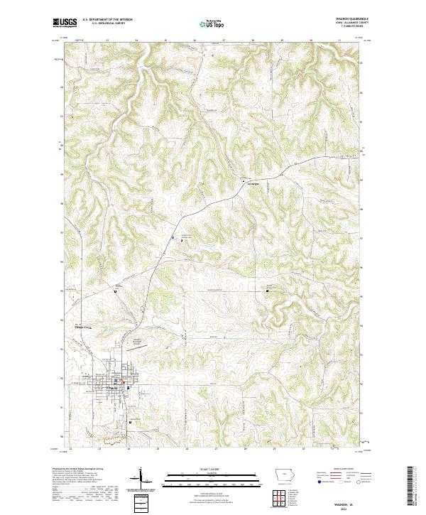 Waukon, IA — USGS 7.5-minute topo (2022)