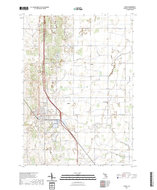 Ithaca, MI — USGS 7.5-minute topo (2023)