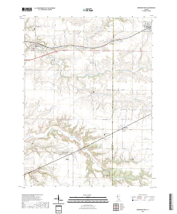 Kirkwood West, IL — USGS 7.5-minute topo (2024)