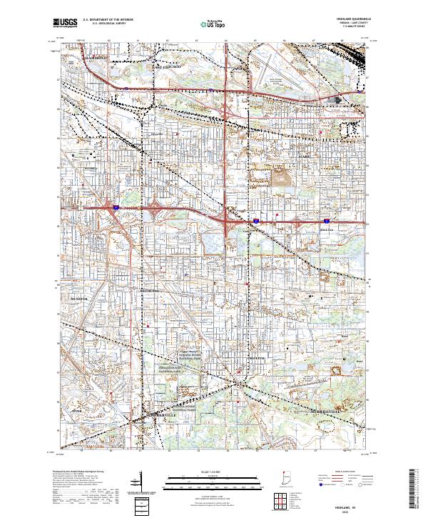 Highland, IN — USGS 7.5-minute topo (2022)