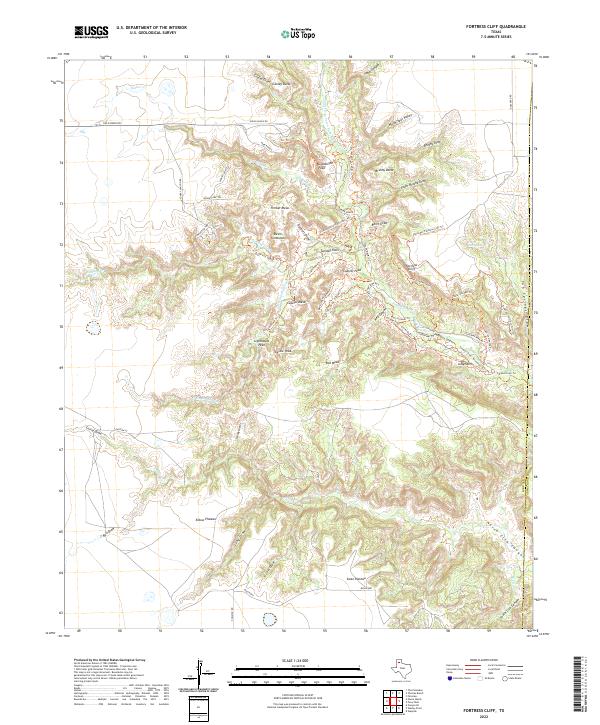 Fortress Cliff, TX — USGS 7.5-minute topo (2022)