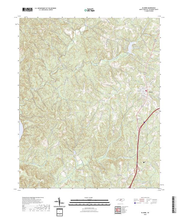 Ellerbe, NC — USGS 7.5-minute topo (2022)