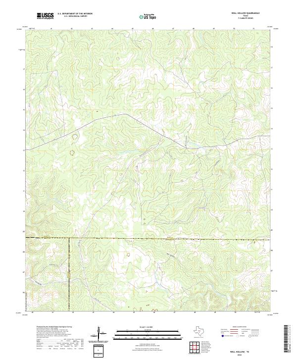 Well Hollow, TX — USGS 7.5-minute topo (2022)