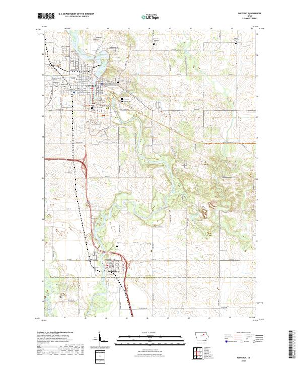 Waverly, IA — USGS 7.5-minute topo (2022)