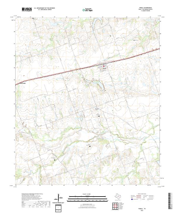 Thrall, TX — USGS 7.5-minute topo (2022)