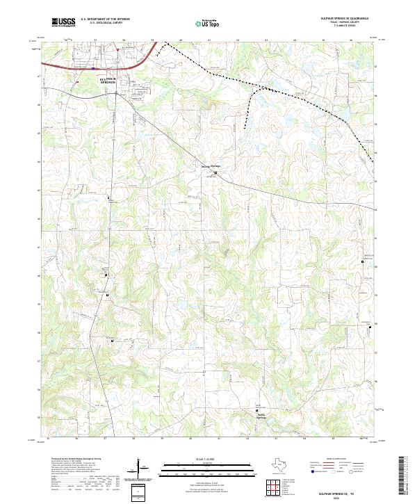 Sulphur Springs SE, TX — USGS 7.5-minute topo (2022)