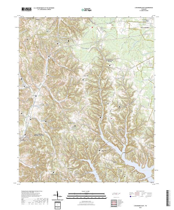 Lynchburg East, TN — USGS 7.5-minute topo (2022)