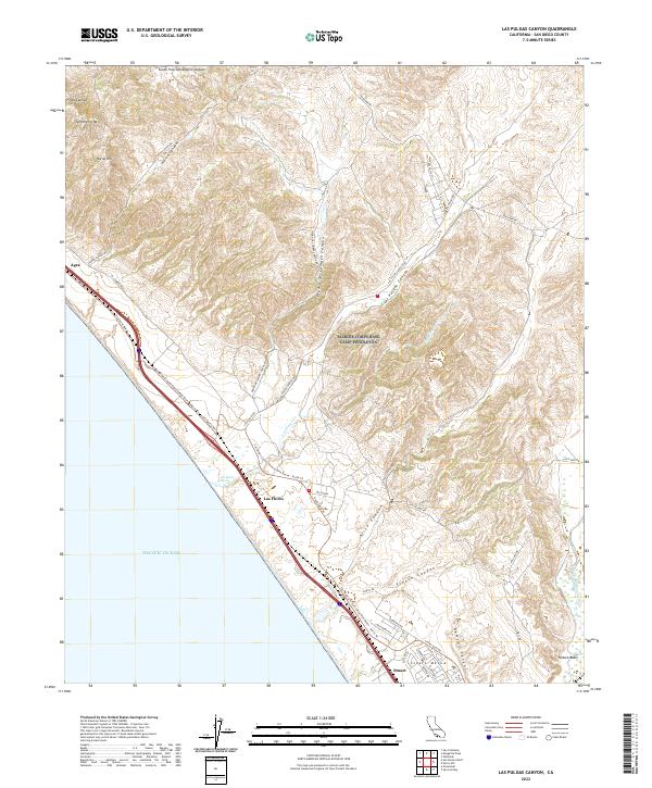 Las Pulgas Canyon, CA — USGS 7.5-minute topo (2022)