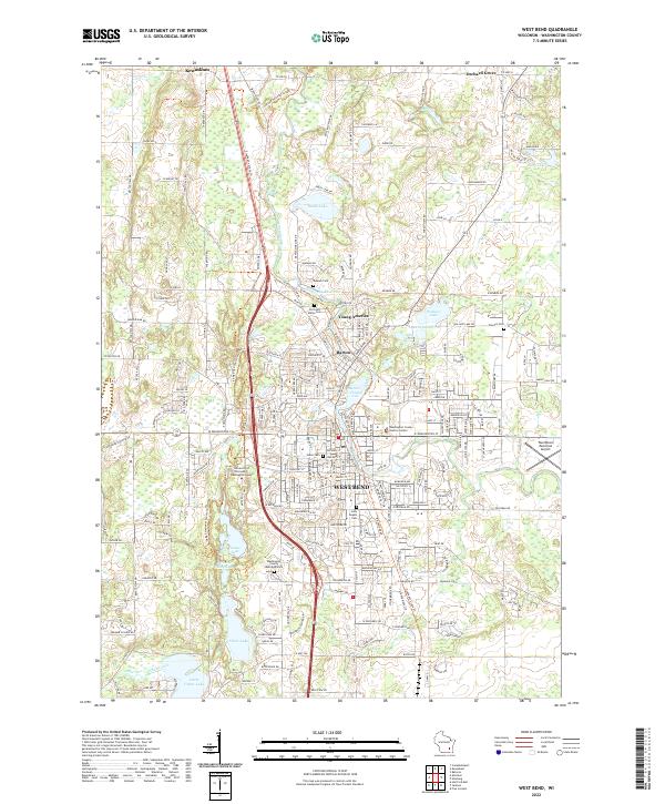 West Bend, WI — USGS 7.5-minute topo (2022)