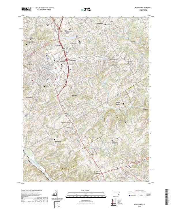 West Chester, PA — USGS 7.5-minute topo (2023)