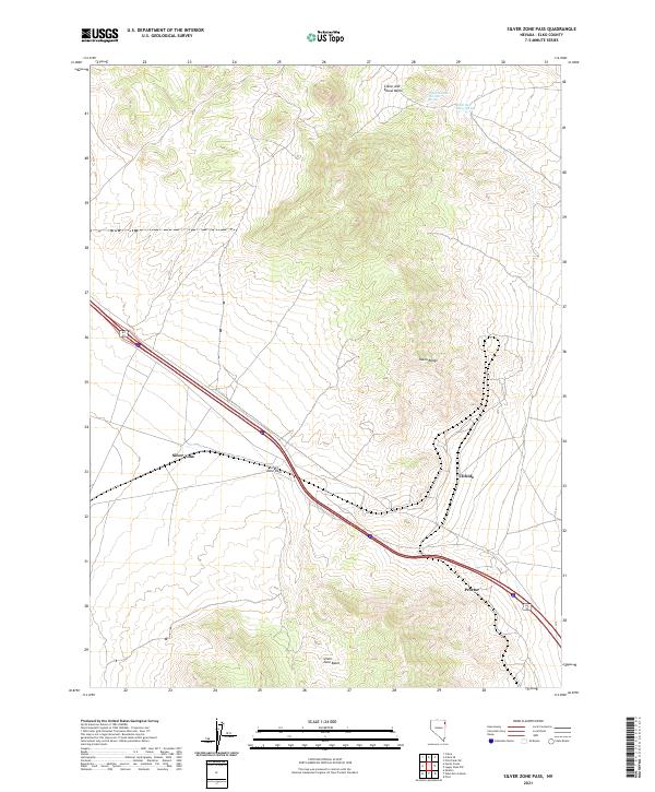 Silver Zone Pass, NV — USGS 7.5-minute topo (2021)