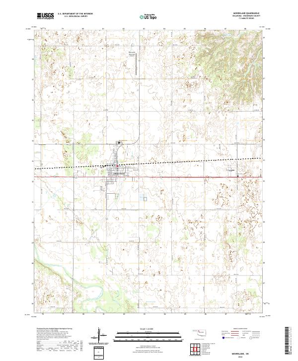 Mooreland, OK — USGS 7.5-minute topo (2022)