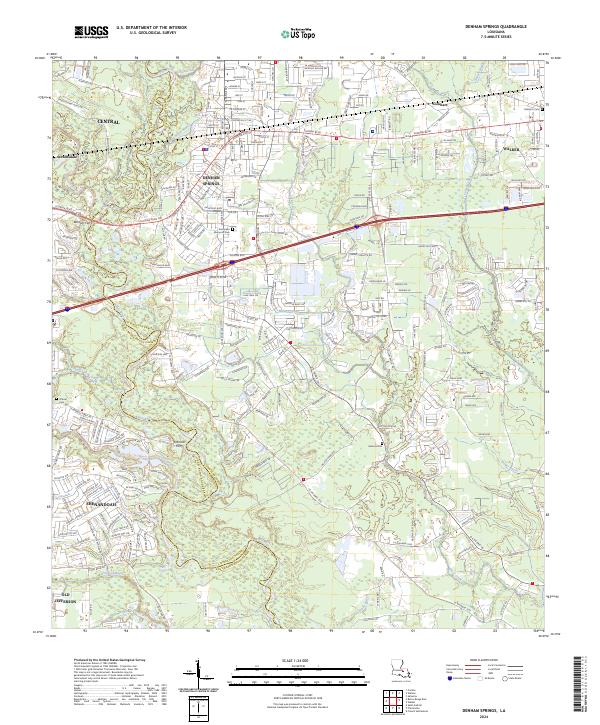 Denham Springs, LA — USGS 7.5-minute topo (2024)